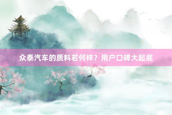 众泰汽车的质料若何样？用户口碑大起底